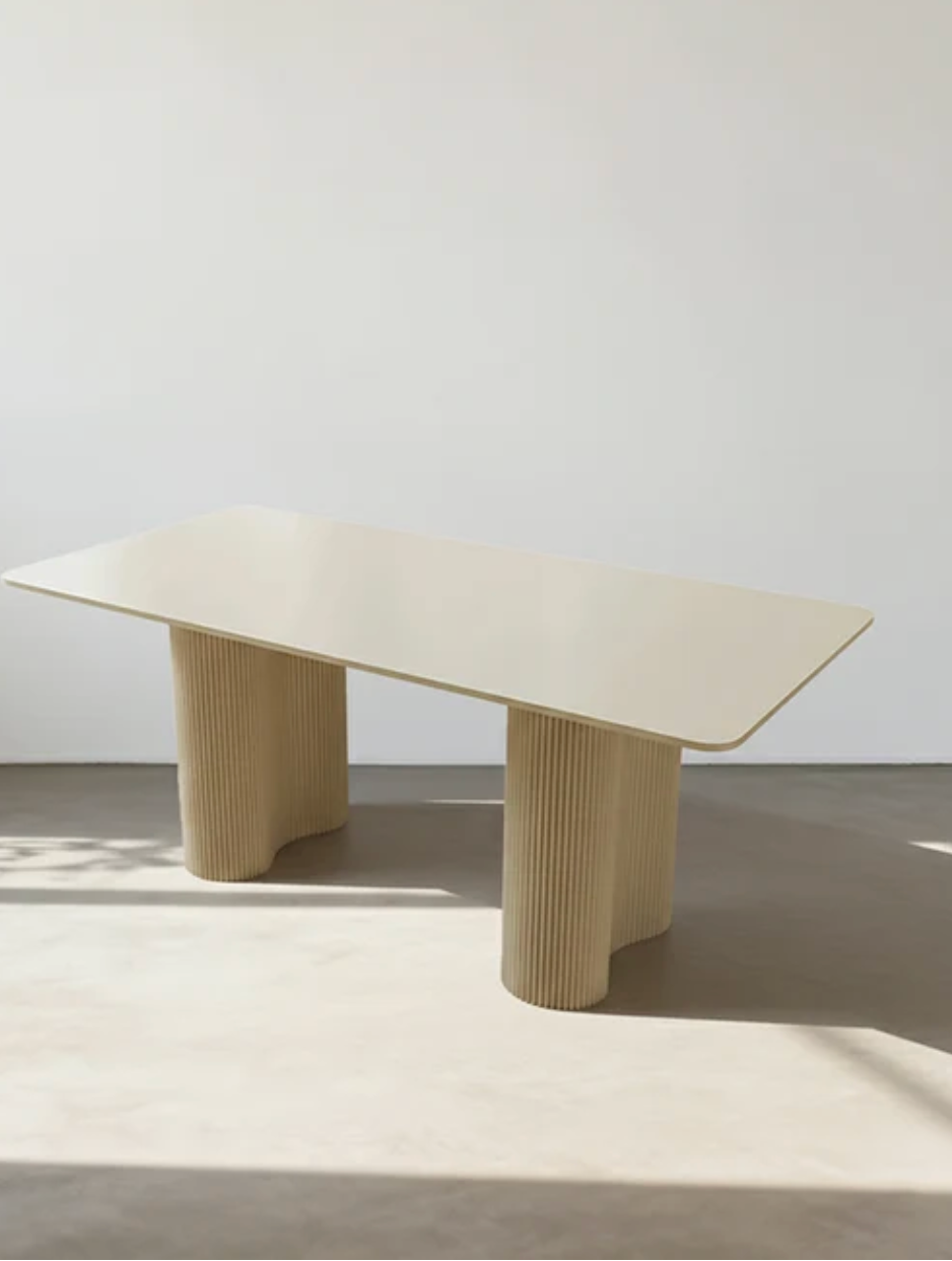 Sand Fluted Double Pedestal Dining Table