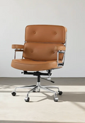 Tan Leather Executive Office Chair with Chrome Frame