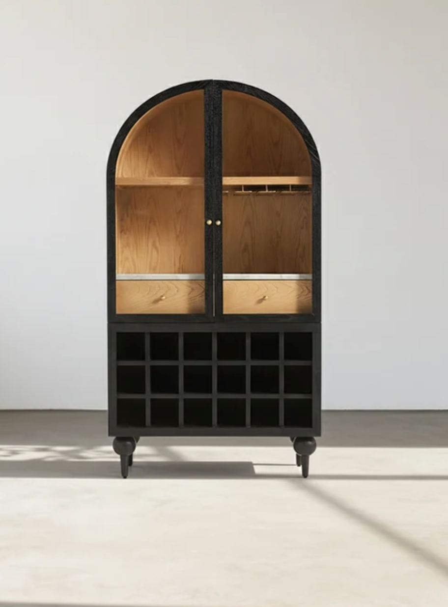 Arched Bar Cabinet with Wine Rack